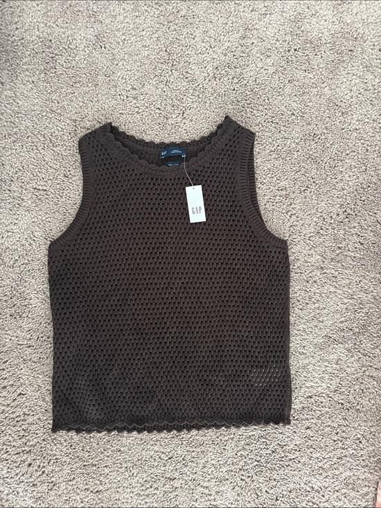 GAP Tops - GAP Brown Crochet Knit Tank Top